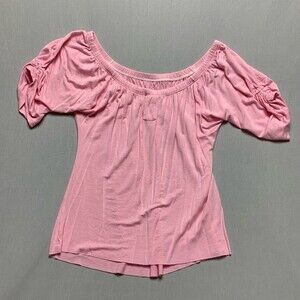 Pink Valentine’s Day Loose Flowy Blouse Women’s Small Ruched sleeve Relaxed